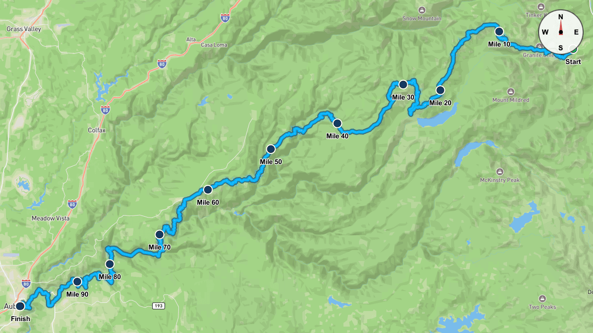 Course map for Western States 100