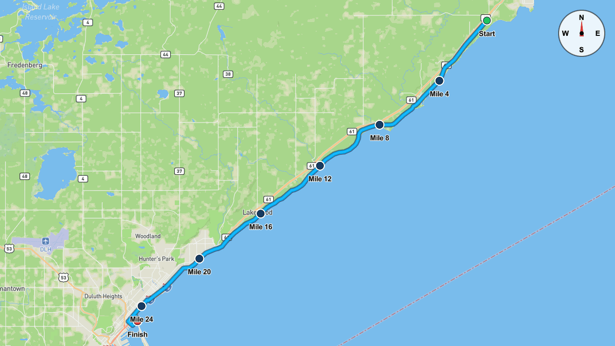Course map for Grandma's Marathon